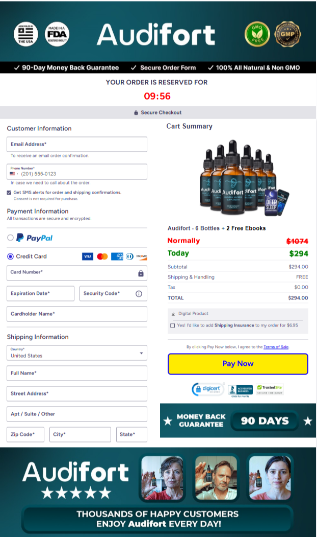 Audifort Official Website Secure Order Page